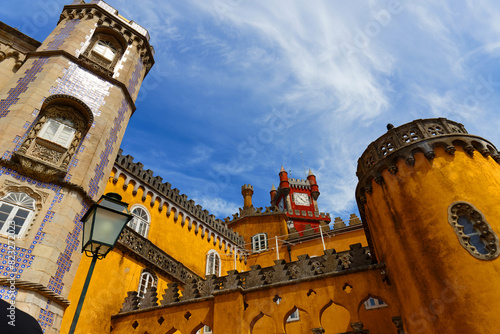 Colorful Pena Palace, famous palace and one of the seven wonders in Portugal