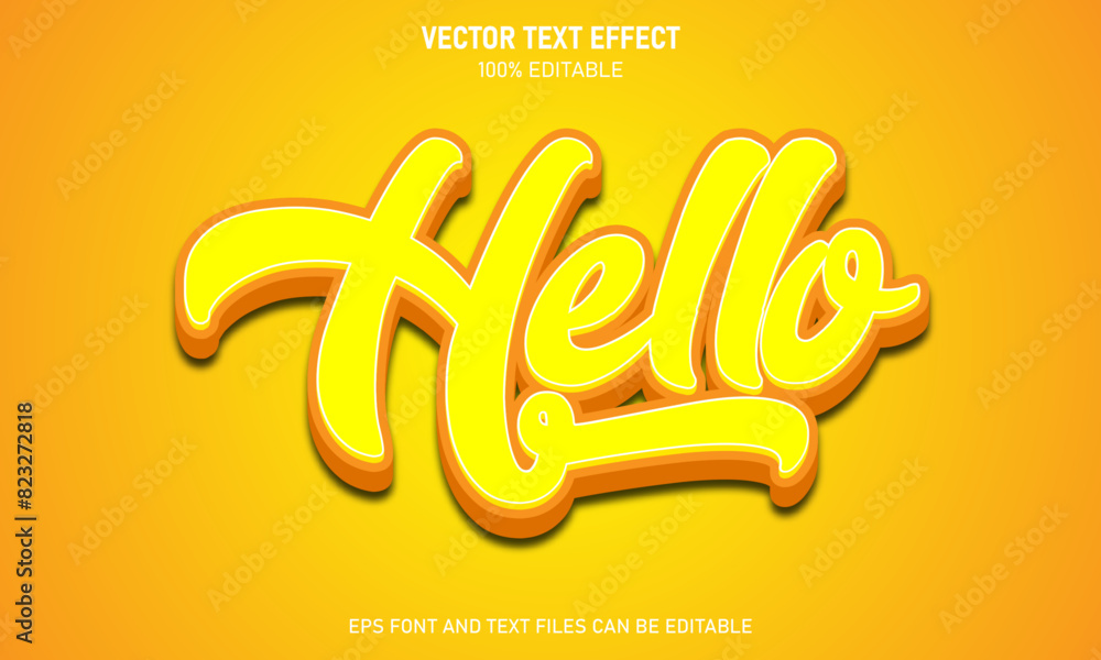 Obraz premium Hello editable text effect trending style modern