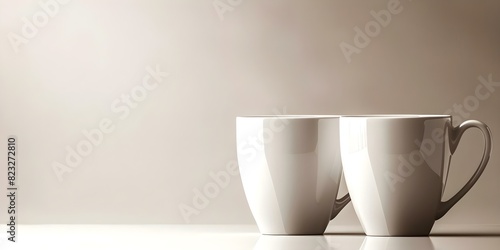 Mockup of wedding-themed pristine white mugs or cups. Concept Wedding, Pristine White, Mugs, Cups, Mockup photo