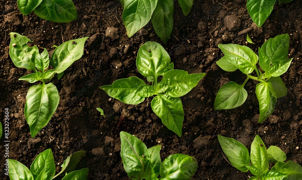 sweet pepper plants in a brown soil, Generative AI sweet pepper plants in a brown soil, Generative AI