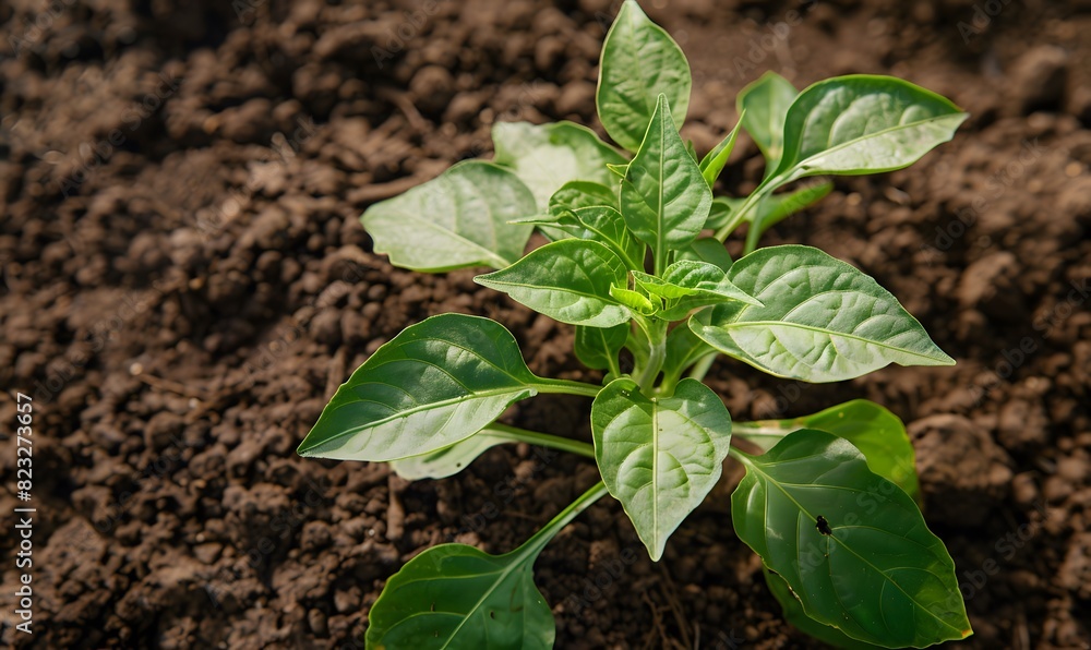 sweet pepper plants in a brown soil, Generative AI sweet pepper plants in a brown soil, Generative AI