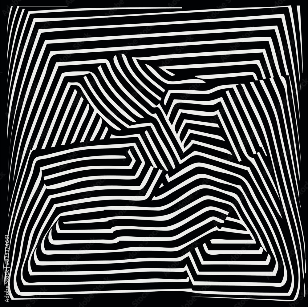 Vector illustration of an abstract 3d black and white optical tile Vector illustration of an abstract 3d black and white optical tile