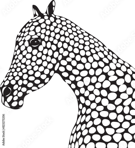 Vector illustration of a horse with a unique spotted pattern, perfect for fantasy themed designs