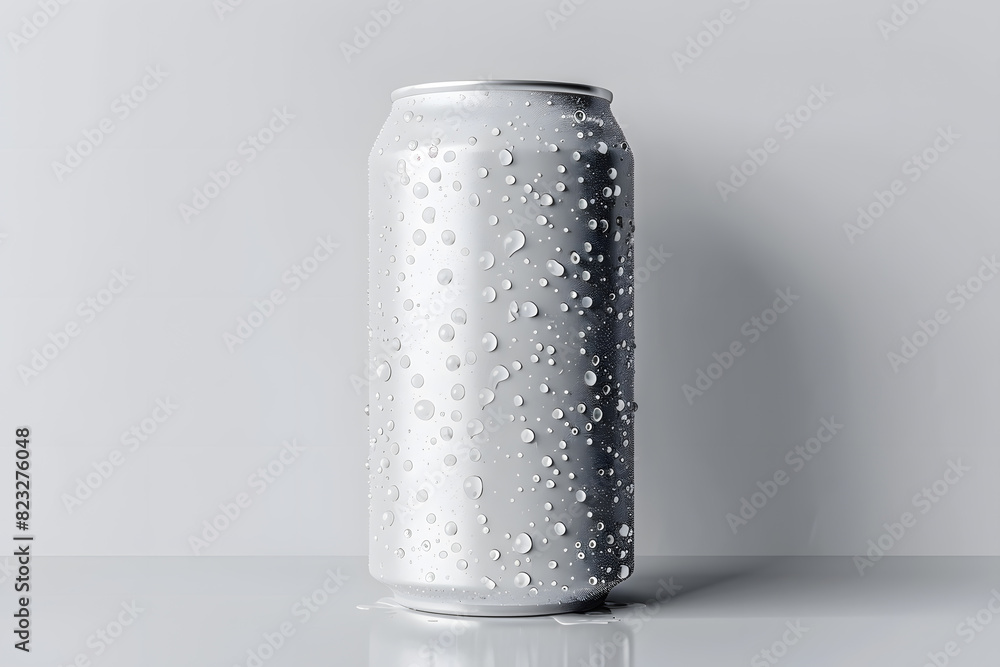 White can with water drops mockup isolated on white background White can with water drops mockup isolated on white background