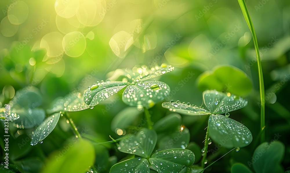 Clover Shamrock Macro Flora Background, Generative AI Clover Shamrock Macro Flora Background, Generative AI