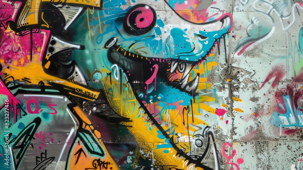 Monster graffiti abstract graffiti wall.