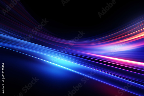 Streamlined speed light blue and purple special effects, abstract technology blue KV main visual business background © lin