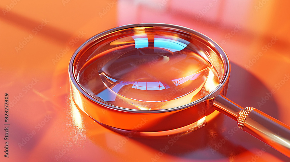 Magnifying glass 3D illustration, search target focus analysis business exploration concept illustration