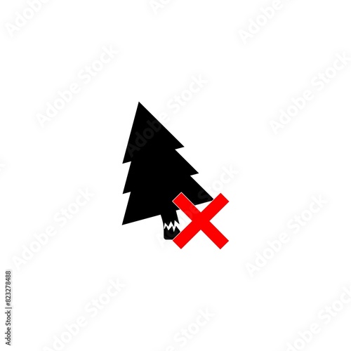 Free Download Forbidden to cut Christmas trees icon isolated on white background - GFXLoad