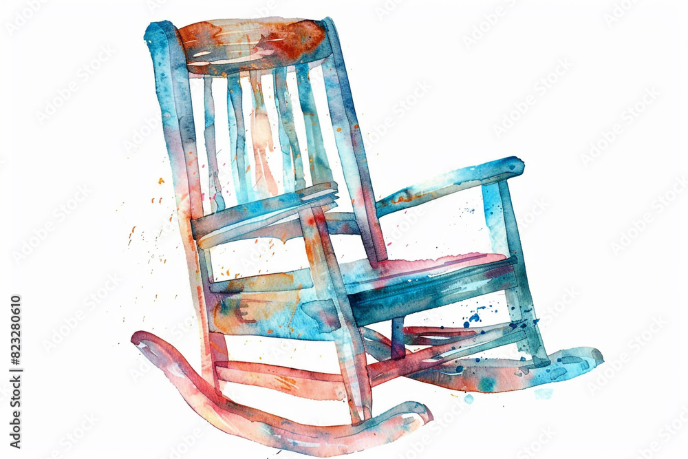 Whimsy watercolor of A Rocking chair clipart, watercolor clipart ...