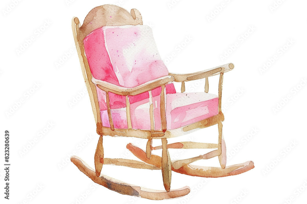 Whimsy watercolor of A Rocking chair clipart, watercolor clipart ...