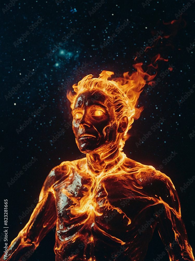 a man with a face that has the word fire on it a man with a face that has the word fire on it