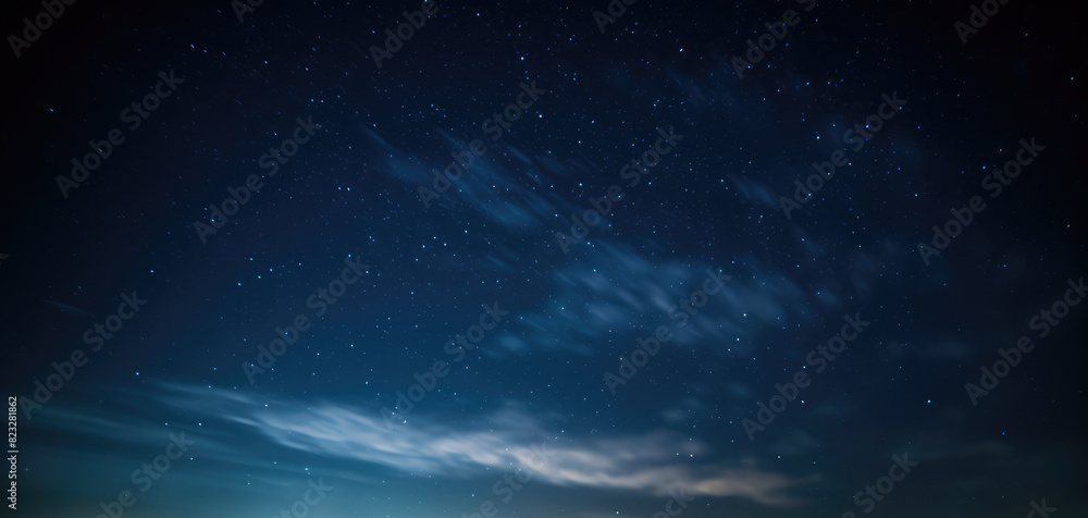 Fototapeta premium Beautiful starry night sky. Evening panorama in blue tones