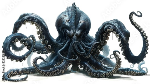 AI generated illustration of a giant octopus with its long tentacles outstretched © Wirestock