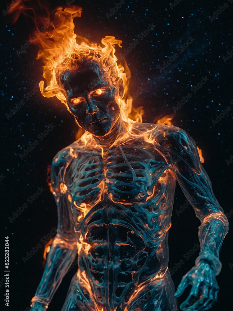 a man with a face that has the word fire on it a man with a face that has the word fire on it