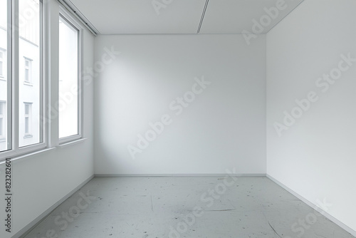 Empty White Room. White Walls Space Studio Background. Generative AI. 
