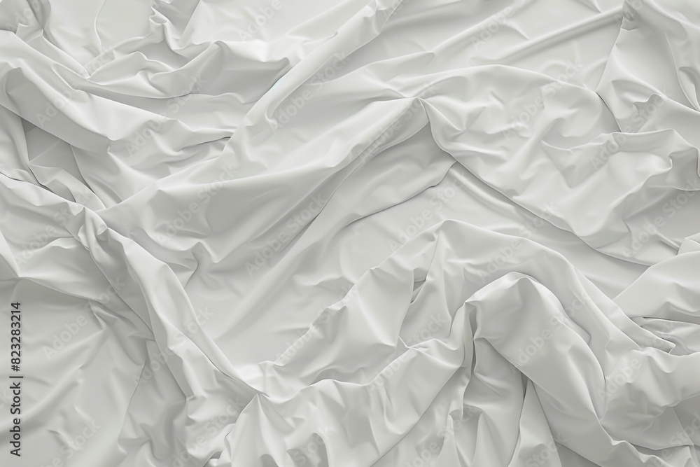 Obraz premium White bedding sheets and pillow background, Messy bed concept created with technology 