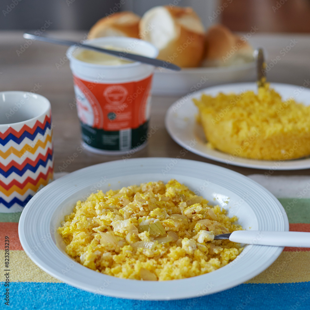 Brazilian couscous served with butter Brazilian couscous served with butter