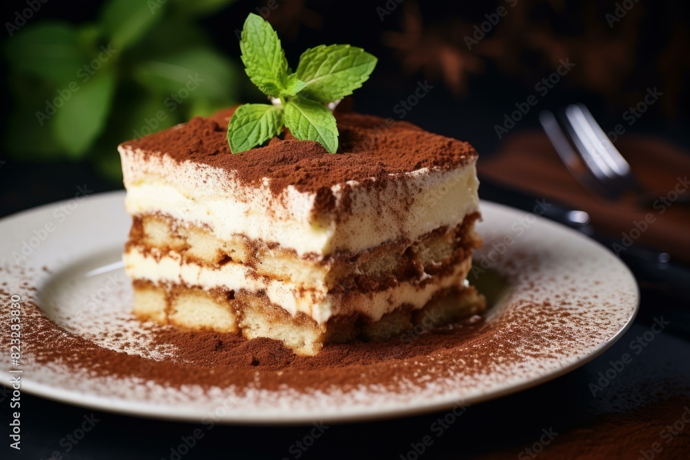 Creamy Tiramisu italian dessert. Homemade food. Generate Ai Creamy Tiramisu italian dessert. Homemade food. Generate Ai