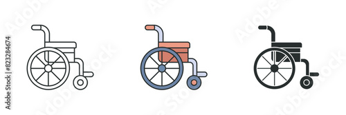 Wheelchair Icon. Medical or Healthcare theme symbol vector illustration isolated on white background