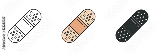 Adhesive plaster, medical bandage Icon. Medical or Healthcare theme symbol vector illustration isolated on white background