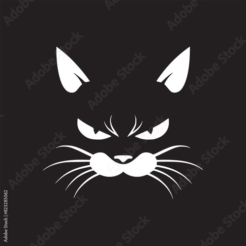 Cat Angry Vector Logo Simple