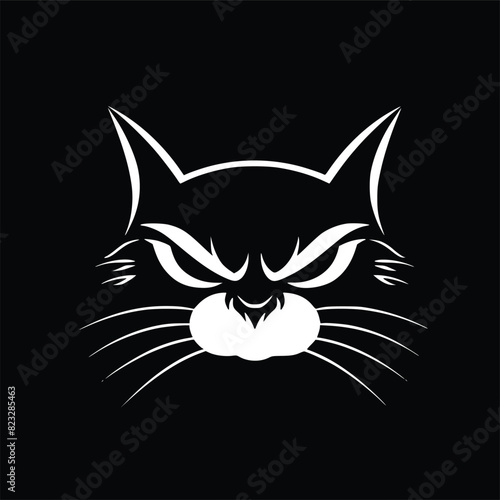 Cat Angry Vector Logo Simple Design