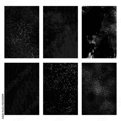 Realistic texture overlay, worn paper effect. Different types of texture stamps. Grunge overlay textures with dust grain. Dirt and dust photo texture graphic filter