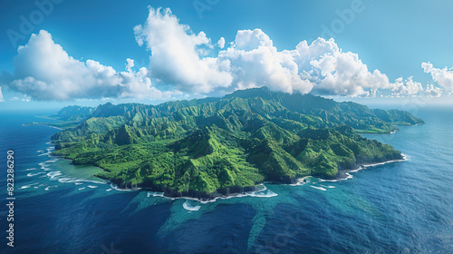 Very modern nature national park background wallpaper, backdrop, texture, American Samoa, USA, America, isolated. LIDAR model, elevation scan, topography map, 3D design render, topographic, modelled