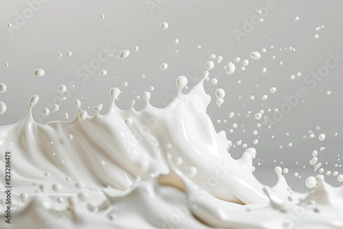 White milk wave splash with splatters and drops Ai Cutout on transparent 