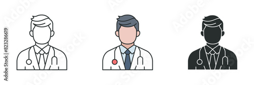 Doctor Icon. Medical or Healthcare theme symbol vector illustration isolated on white background