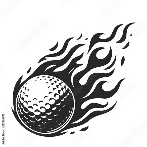 flaming fast golf ball line art