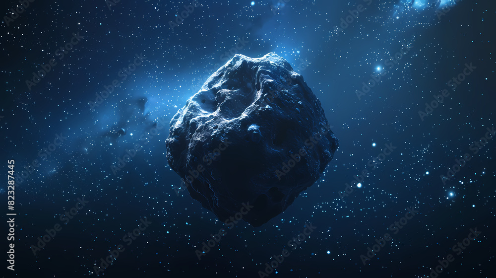 A meteorite floating in space A meteorite floating in space
