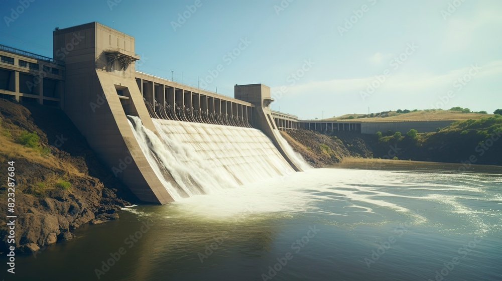 A photo of a hydroelectric dam generating clean energy A photo of a hydroelectric dam generating clean energy