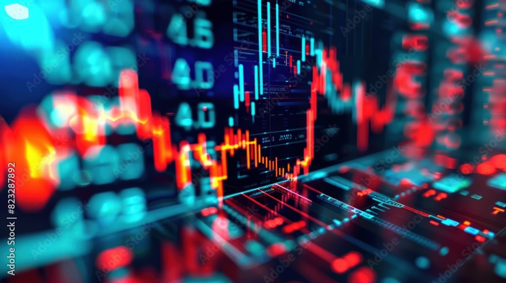 Digital Business Technology with up trend line candlestick chart Digital Business Technology with up trend line candlestick chart
