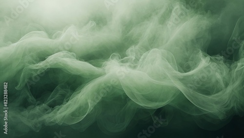 Enchanting abstract green haze smoky fog in mesmerizing green mist background