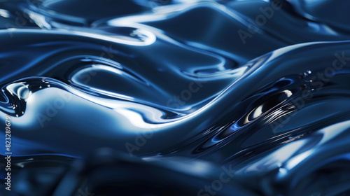 Cobalt blue abstract liquid metal as wallpaper background illustration photo