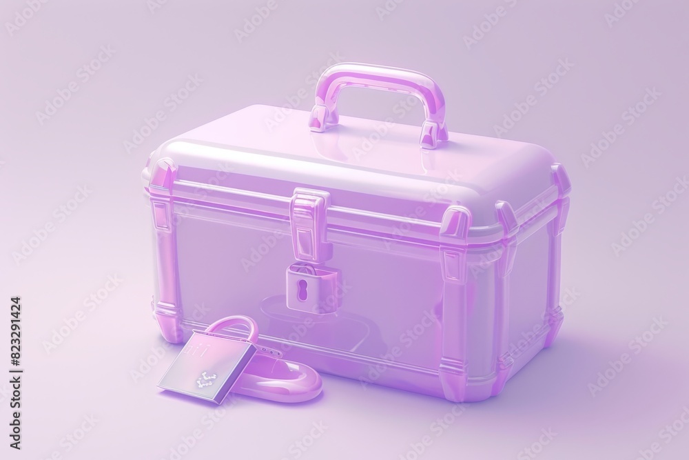 Innovative Secure Digital Shopping with Encrypted Lock in Pastel Pink and Tech Focused Design