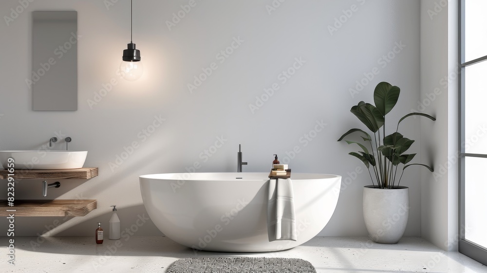 Modern Bathroom With Two Sinks and Bathtub Modern Bathroom With Two Sinks and Bathtub