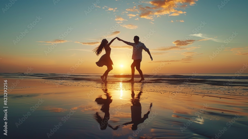 Couple Standing on Top of Beach