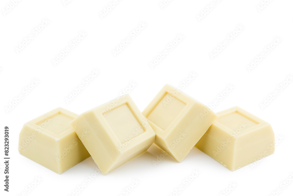 White chocolate blocks on white background. White chocolate blocks on white background.