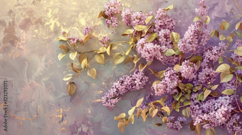 Lilac Flowers Displayed on Wall