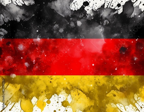 Abstract painted watercolor splashes flag of Germany Bundesflagge und Handelsflagge. Background concept for German national holidays. photo