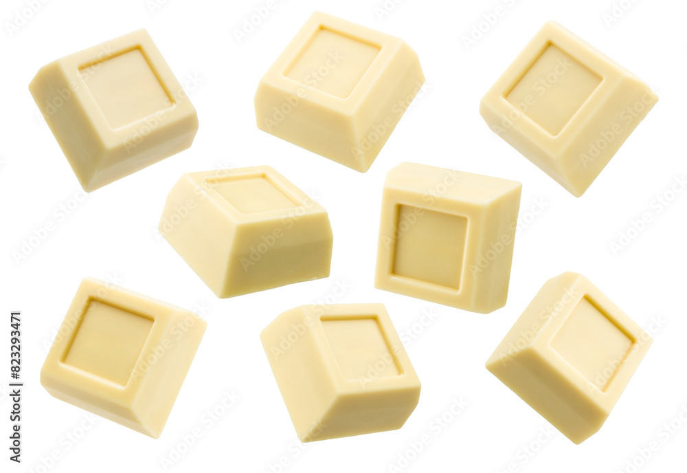 White chocolate blocks isolated on transparent background. PNG Image. White chocolate blocks isolated on transparent background. PNG Image.