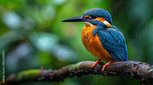 Common Kingfisher Alcedo atthis perched and call photo