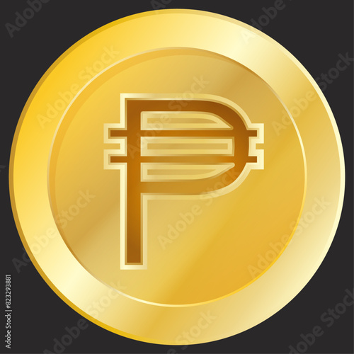 Gold coin with the Philippine peso symbol on it