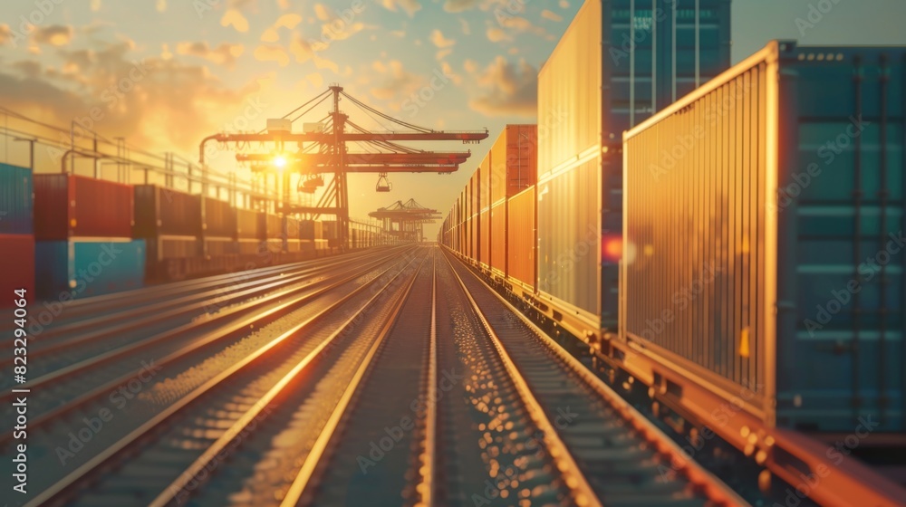 Global business of Container Cargo freight train for Business logistics concept, Air cargo trucking, Rail transportation and maritime shipping, Global business of Container Cargo freight train for Business logistics concept, Air cargo trucking, Rail transportation and maritime shipping,