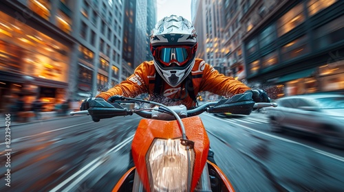 motocross rider in the city