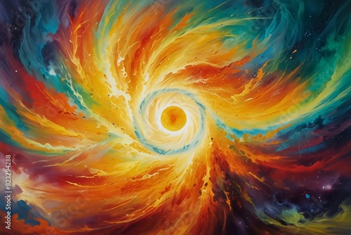 Psychedelic SciFi Solar Flare Oil Painting: A Mesmerizing Burst of Cosmic Energy