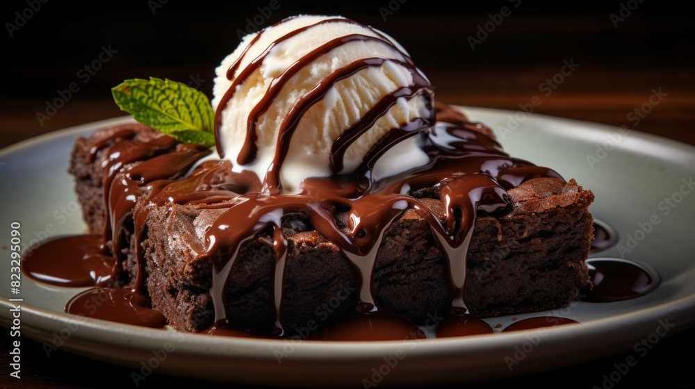 Close-up of sizzling hot fudge brownie Close-up of sizzling hot fudge brownie